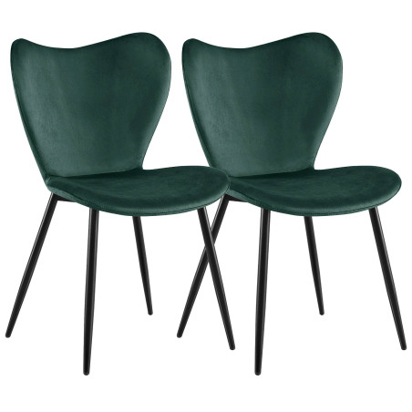 Ensemble de 2 chaises de salle à manger Maika en velours vert