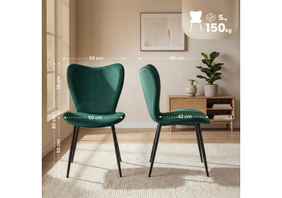 Ensemble de 2 chaises de salle à manger Maika en velours vert