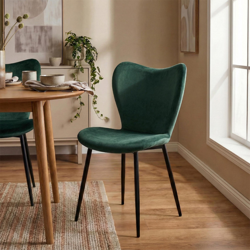 Ensemble de 2 chaises de salle à manger Maika en velours vert