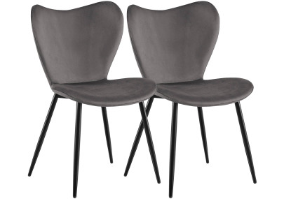 Ensemble de 2 chaises de salle à manger Maika en velours gris foncé