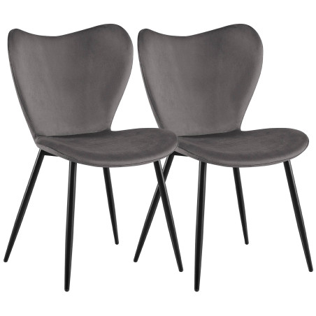 Ensemble de 2 chaises de salle à manger Maika en velours gris foncé