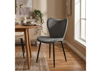 Ensemble de 2 chaises de salle à manger Maika en velours gris foncé