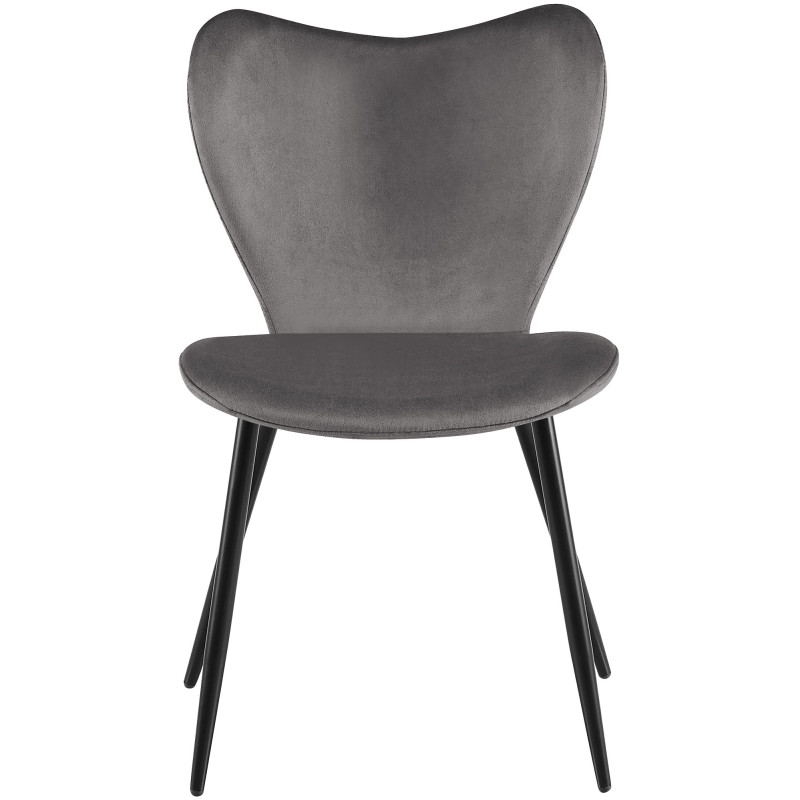 Ensemble de 2 chaises de salle à manger Maika en velours gris foncé
