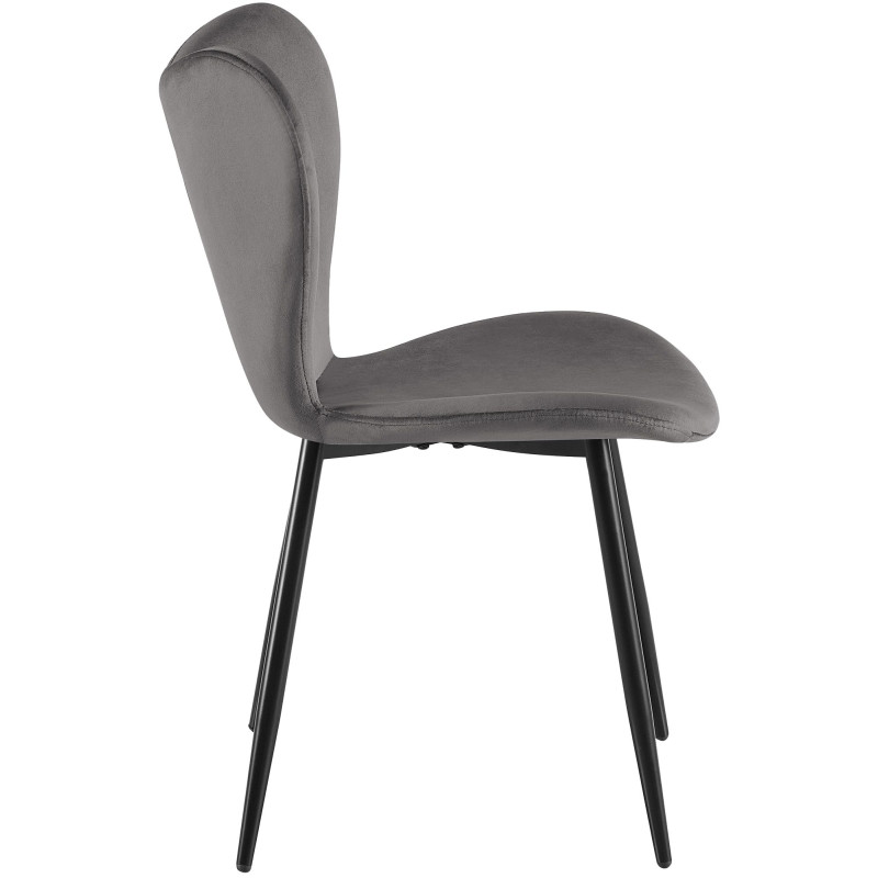 Ensemble de 2 chaises de salle à manger Maika en velours gris foncé