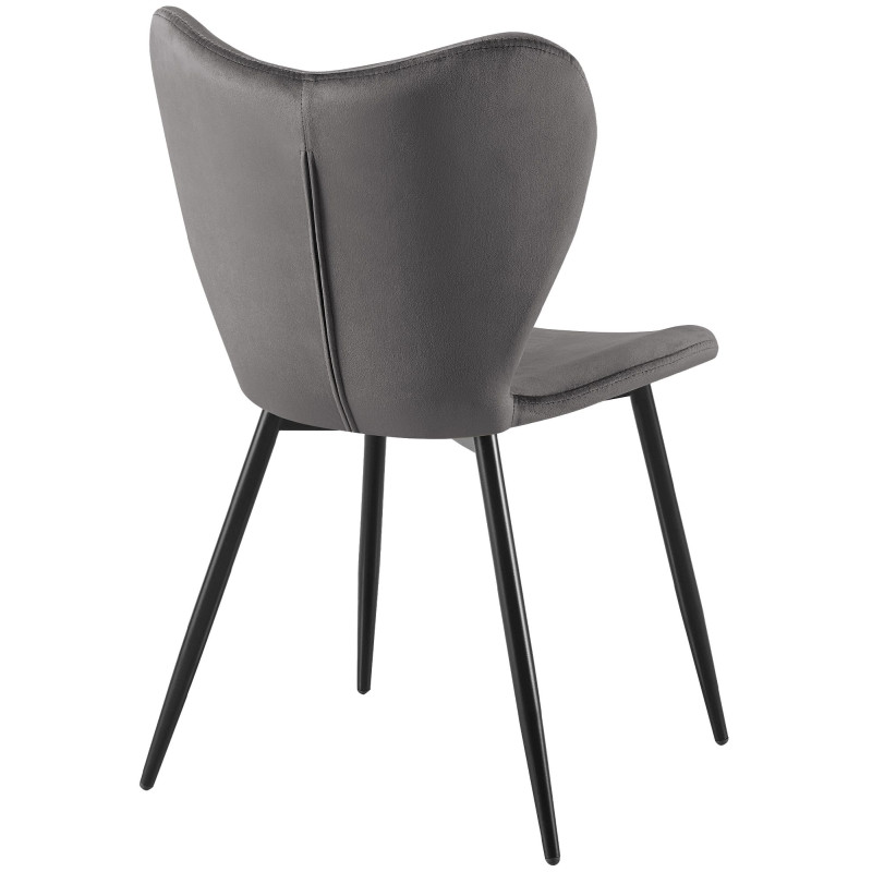 Ensemble de 2 chaises de salle à manger Maika en velours gris foncé