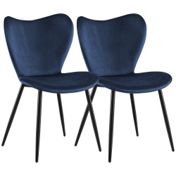 Ensemble de 2 chaises de salle à manger Maika en velours bleu foncé