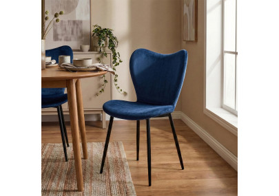 Ensemble de 2 chaises de salle à manger Maika en velours bleu foncé