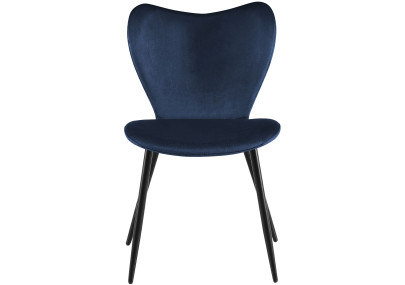Ensemble de 2 chaises de salle à manger Maika en velours bleu foncé