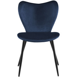 Ensemble de 2 chaises de salle à manger Maika en velours bleu foncé