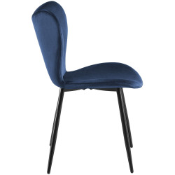 Ensemble de 2 chaises de salle à manger Maika en velours bleu foncé