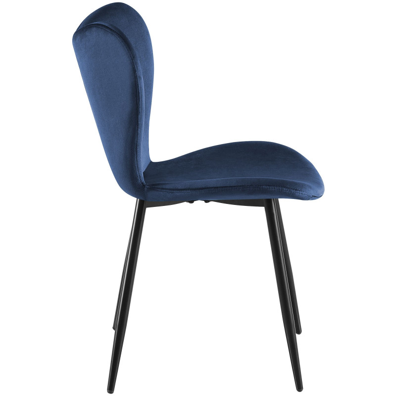 Ensemble de 2 chaises de salle à manger Maika en velours bleu foncé