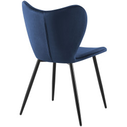 Ensemble de 2 chaises de salle à manger Maika en velours bleu foncé