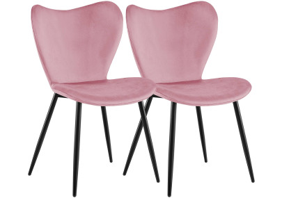 Ensemble de 2 chaises de salle à manger Maika en velours rose