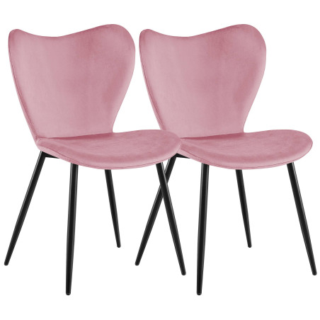 Ensemble de 2 chaises de salle à manger Maika en velours rose
