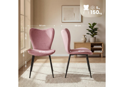 Ensemble de 2 chaises de salle à manger Maika en velours rose