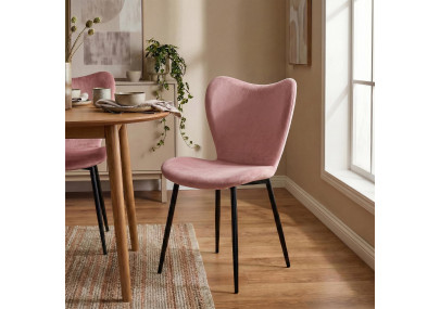 Ensemble de 2 chaises de salle à manger Maika en velours rose
