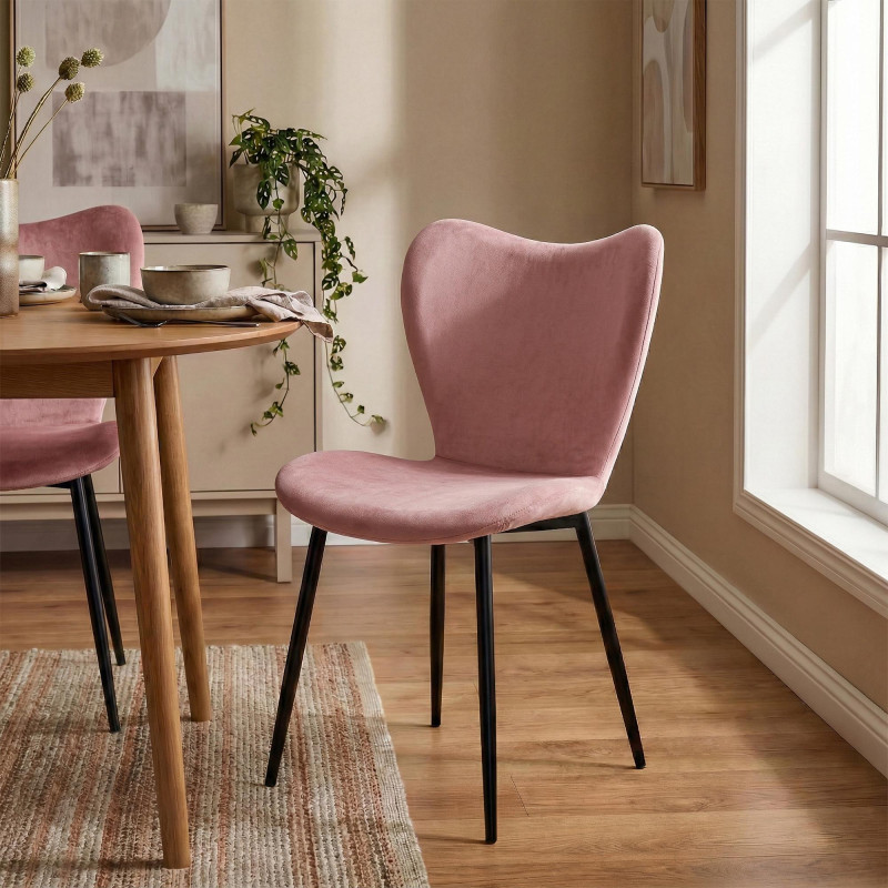 Ensemble de 2 chaises de salle à manger Maika en velours rose