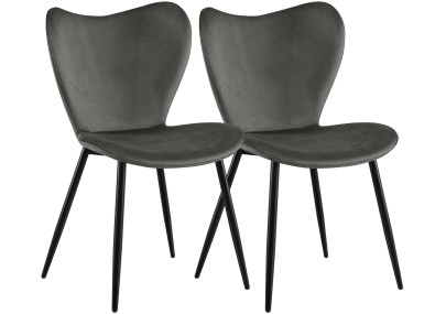Ensemble de 2 chaises de salle à manger Maika en velours anthracite