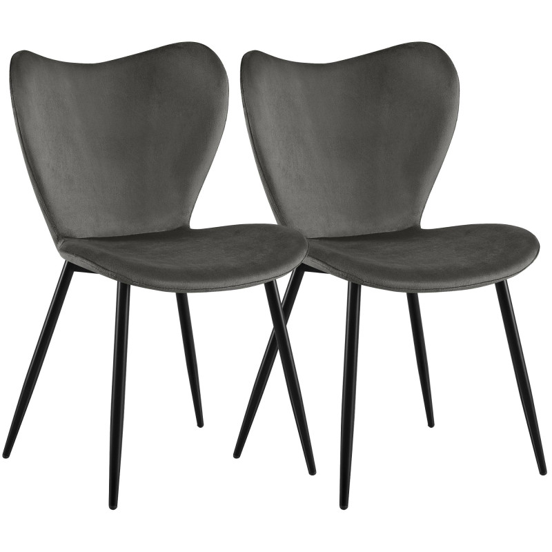 Ensemble de 2 chaises de salle à manger Maika en velours anthracite