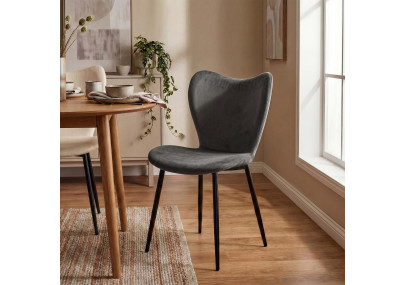 Ensemble de 2 chaises de salle à manger Maika en velours anthracite