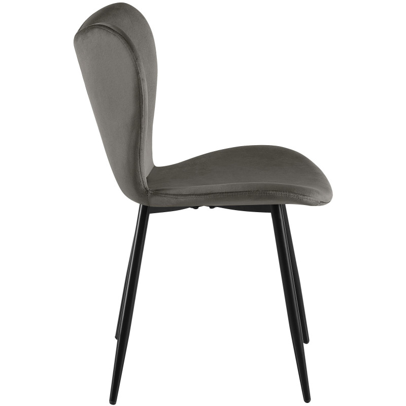 Ensemble de 2 chaises de salle à manger Maika en velours anthracite