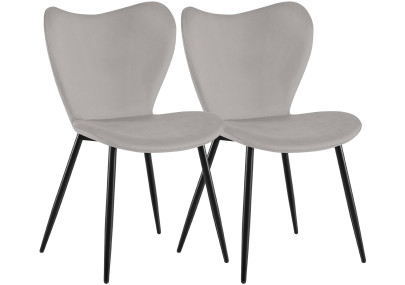 Ensemble de 2 chaises de salle à manger Maika en velours gris