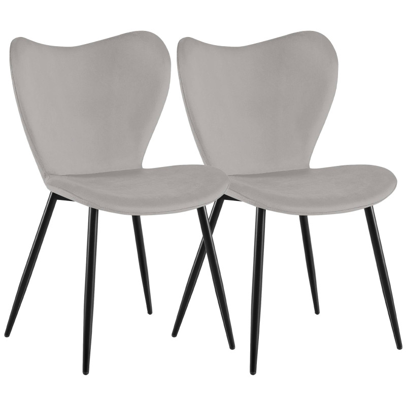 Ensemble de 2 chaises de salle à manger Maika en velours gris