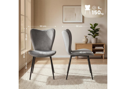 Ensemble de 2 chaises de salle à manger Maika en velours gris