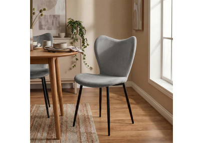 Ensemble de 2 chaises de salle à manger Maika en velours gris
