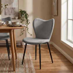 Ensemble de 2 chaises de salle à manger Maika en velours gris