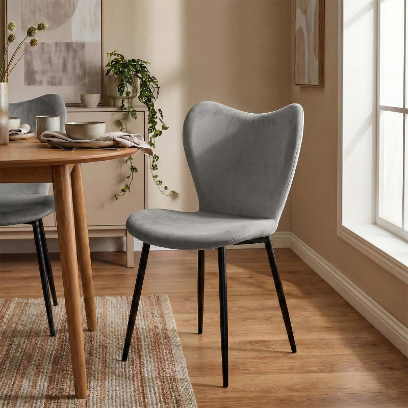 Ensemble de 2 chaises de salle à manger Maika en velours gris