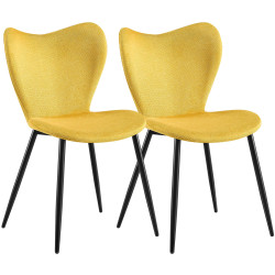 Ensemble de 2 chaises de salle à manger en tissu Maika jaune