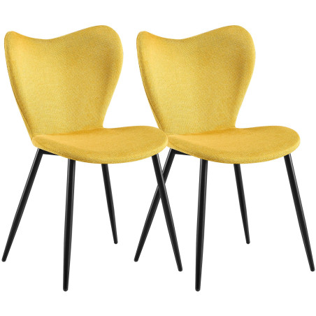 Ensemble de 2 chaises de salle à manger en tissu Maika jaune