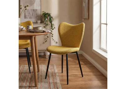 Ensemble de 2 chaises de salle à manger en tissu Maika jaune
