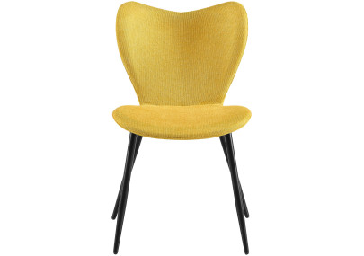 Ensemble de 2 chaises de salle à manger en tissu Maika jaune