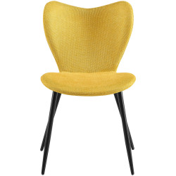 Ensemble de 2 chaises de salle à manger en tissu Maika jaune