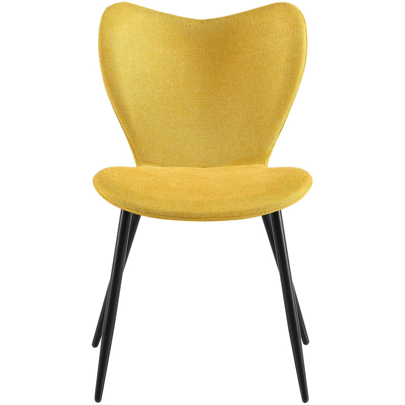 Ensemble de 2 chaises de salle à manger en tissu Maika jaune