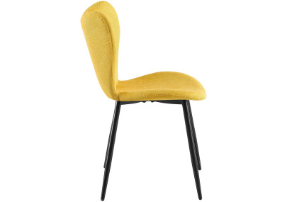 Ensemble de 2 chaises de salle à manger en tissu Maika jaune