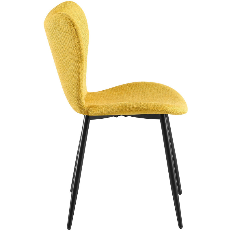 Ensemble de 2 chaises de salle à manger en tissu Maika jaune