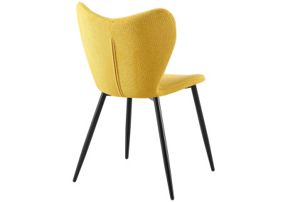 Ensemble de 2 chaises de salle à manger en tissu Maika jaune