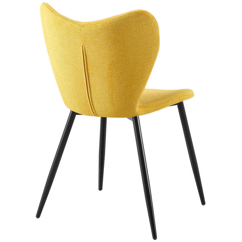Ensemble de 2 chaises de salle à manger en tissu Maika jaune