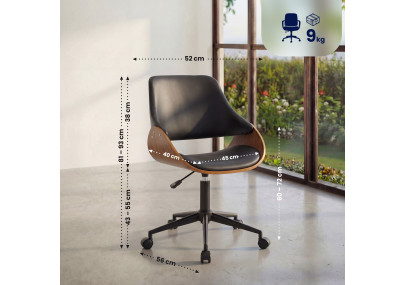 Fauteuil de bureau Sorrento, similicuir noyer/noir