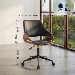 Fauteuil de bureau Sorrento, similicuir noyer/noir