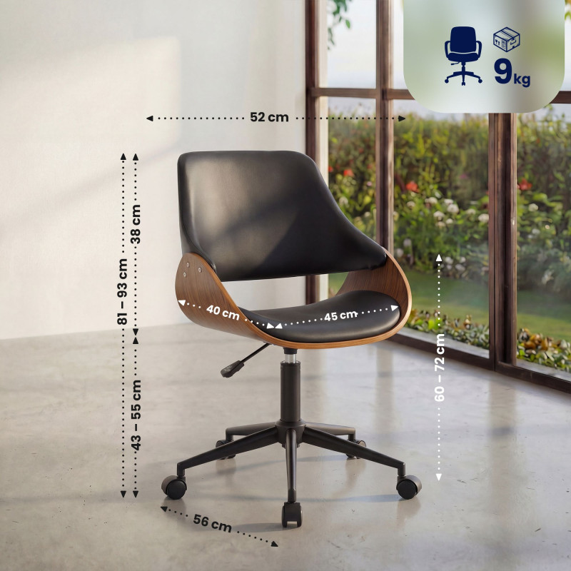 Fauteuil de bureau Sorrento, similicuir noyer/noir