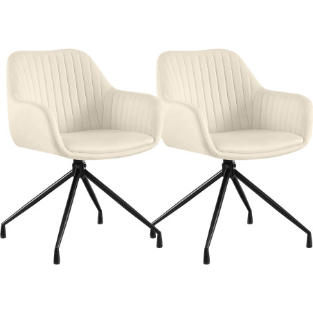 Ensemble de 2 chaises de salle à manger Novanis en velours crème