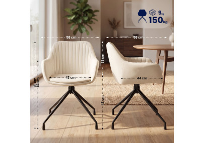 Ensemble de 2 chaises de salle à manger Novanis en velours crème