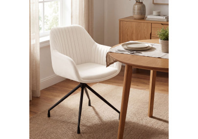 Ensemble de 2 chaises de salle à manger Novanis en velours crème