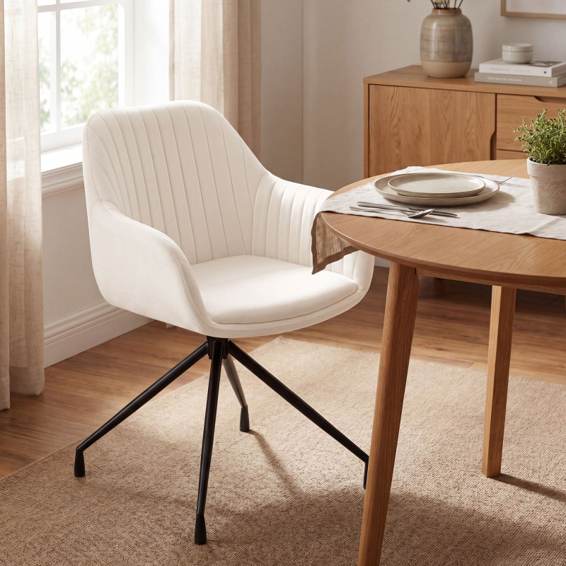 Ensemble de 2 chaises de salle à manger Novanis en velours crème