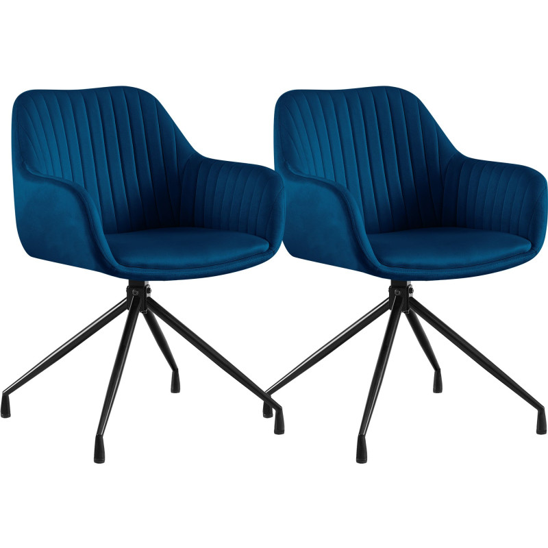 Ensemble de 2 chaises de salle à manger Novanis en velours bleu foncé