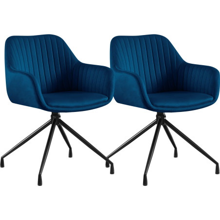 Ensemble de 2 chaises de salle à manger Novanis en velours bleu foncé